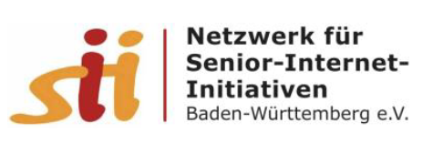 Logo des Netzwerks für Senior-Internet-Initiativen Baden-Württemberg e.V. bestehend aus dem gleichnamigen Schriftzug und den Initialen "sii"