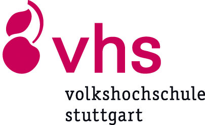 Schriftzug vhs volkshochschule stuttgart mit Kirsche